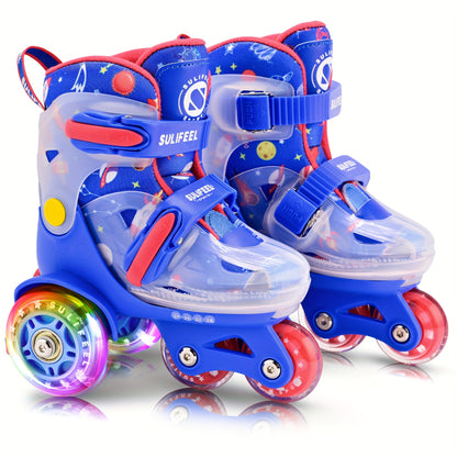 Adjustable kids roller skating shoes with lighting
