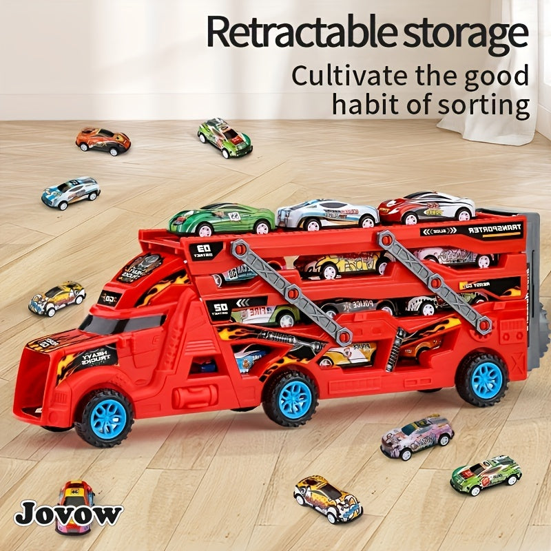 JOVOW Kids Fire Truck Set with 8 Mini Cars