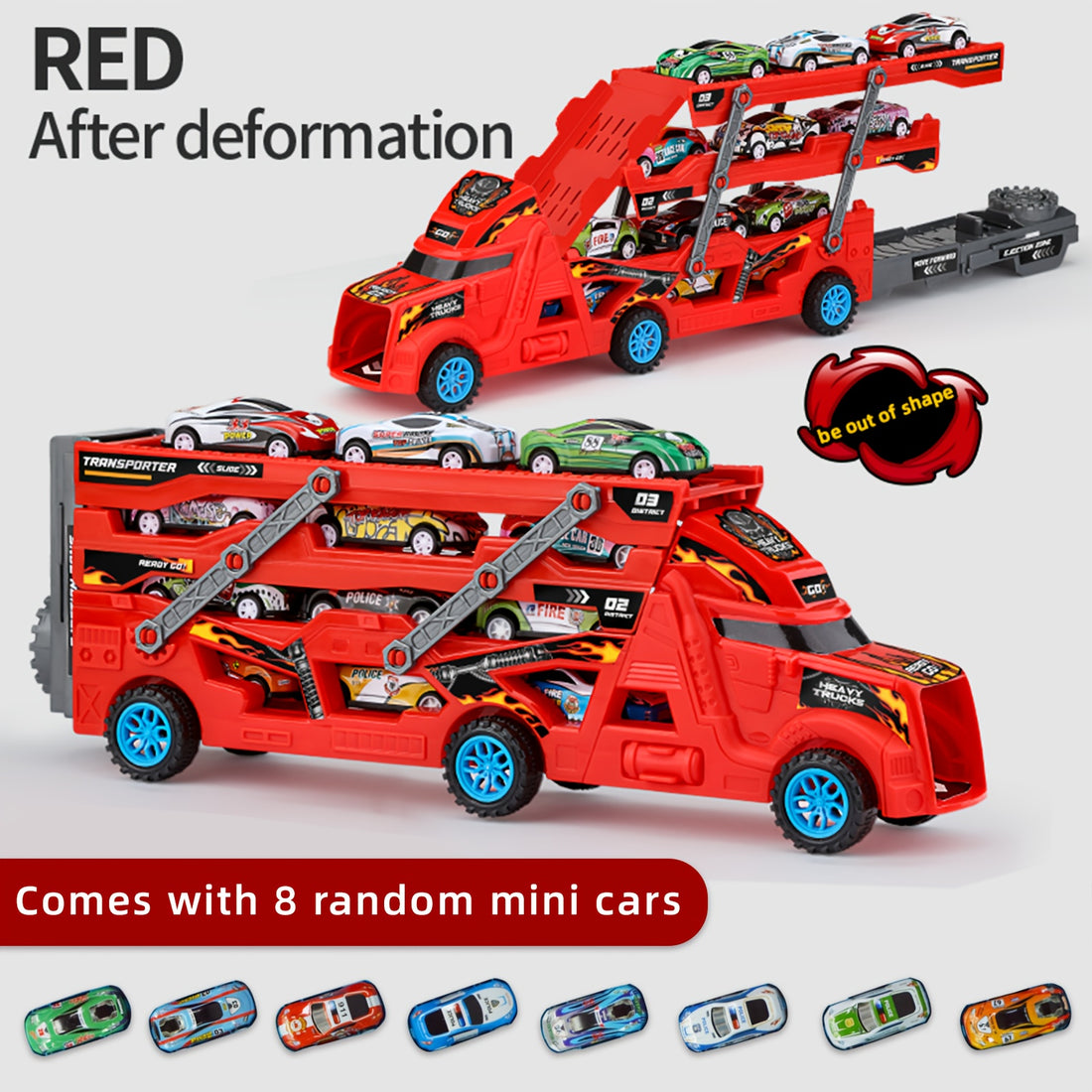 JOVOW Kids Fire Truck Set with 8 Mini Cars
