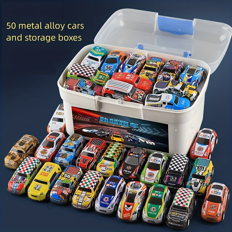 Set of 50 Mini Alloy Cars - Retractable Action