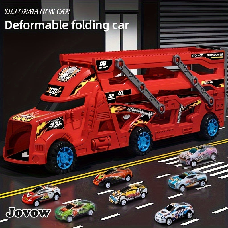 JOVOW Kids Fire Truck Set with 8 Mini Cars
