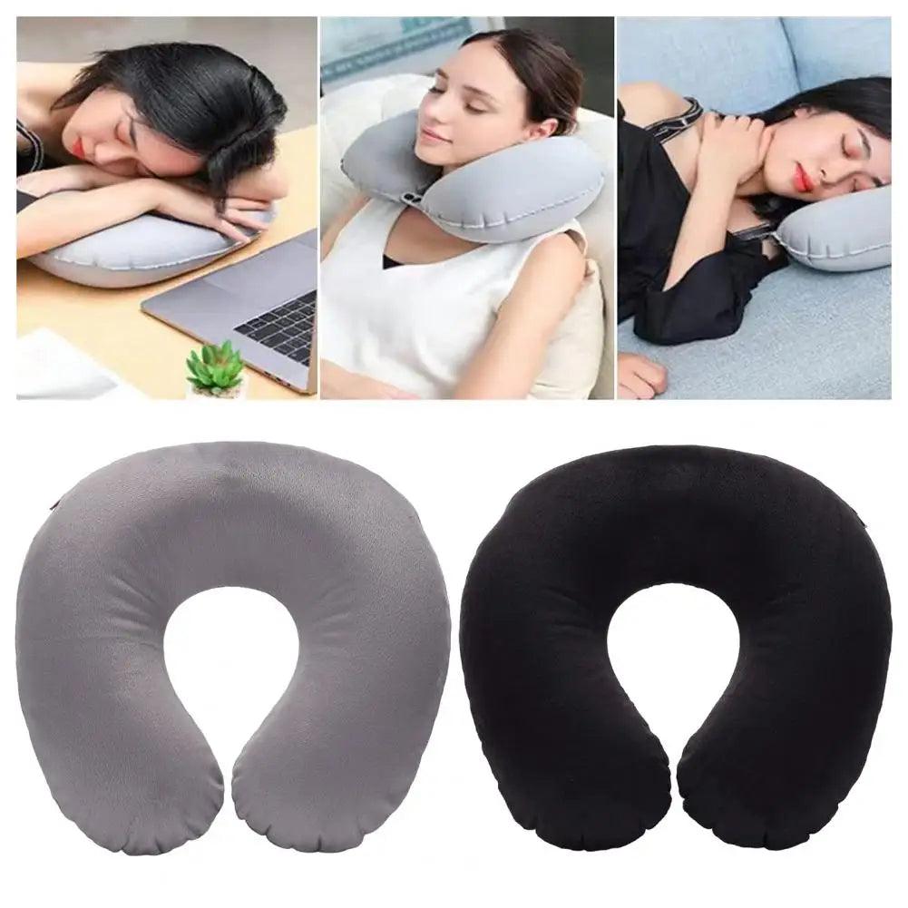 U-shaped Neck Pillow Inflatable Memory Foam Fatigue Relief Travel Pillow Flight Headrest Sleep U-shaped Cushion for Plane
