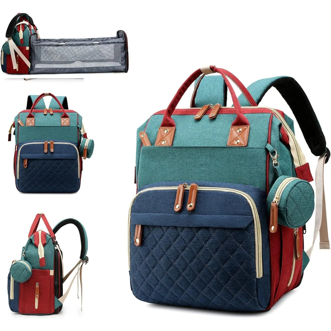 3-in-1 diaper bag with changing pad, with foldable changing pad