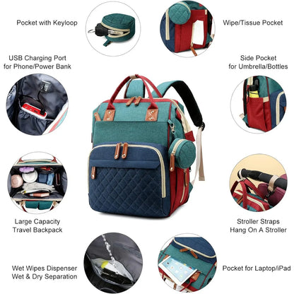3-in-1 diaper bag with changing pad, with foldable changing pad