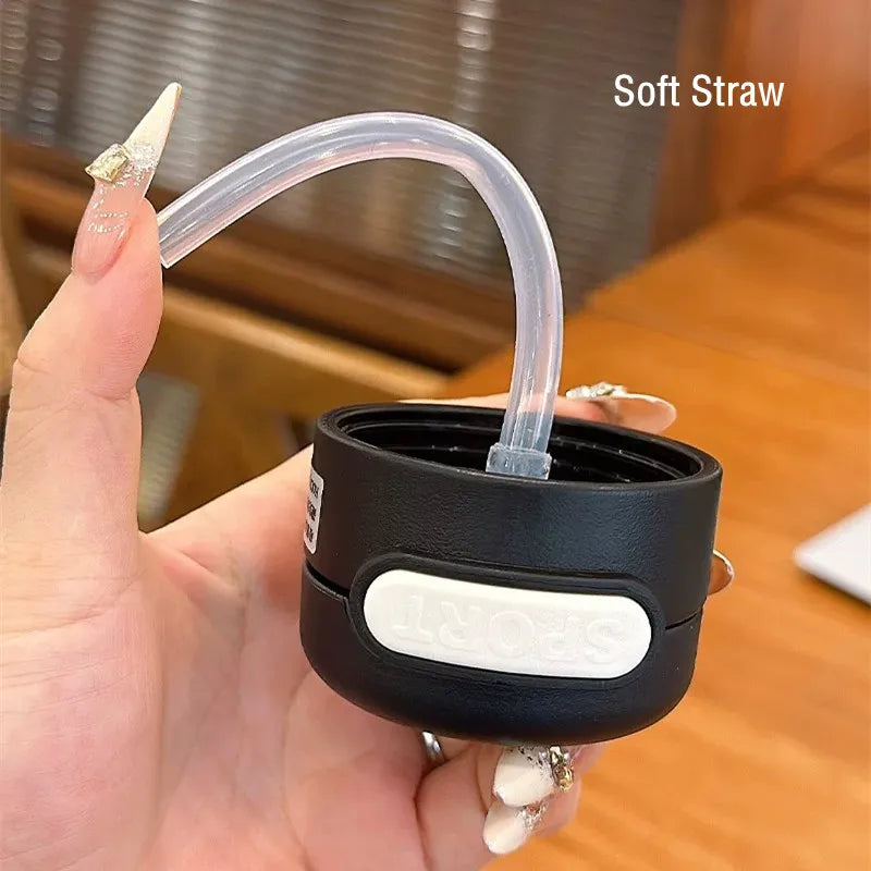 Mini Garrafa Térmica de Aço Inoxidável com Canudo e Desenho