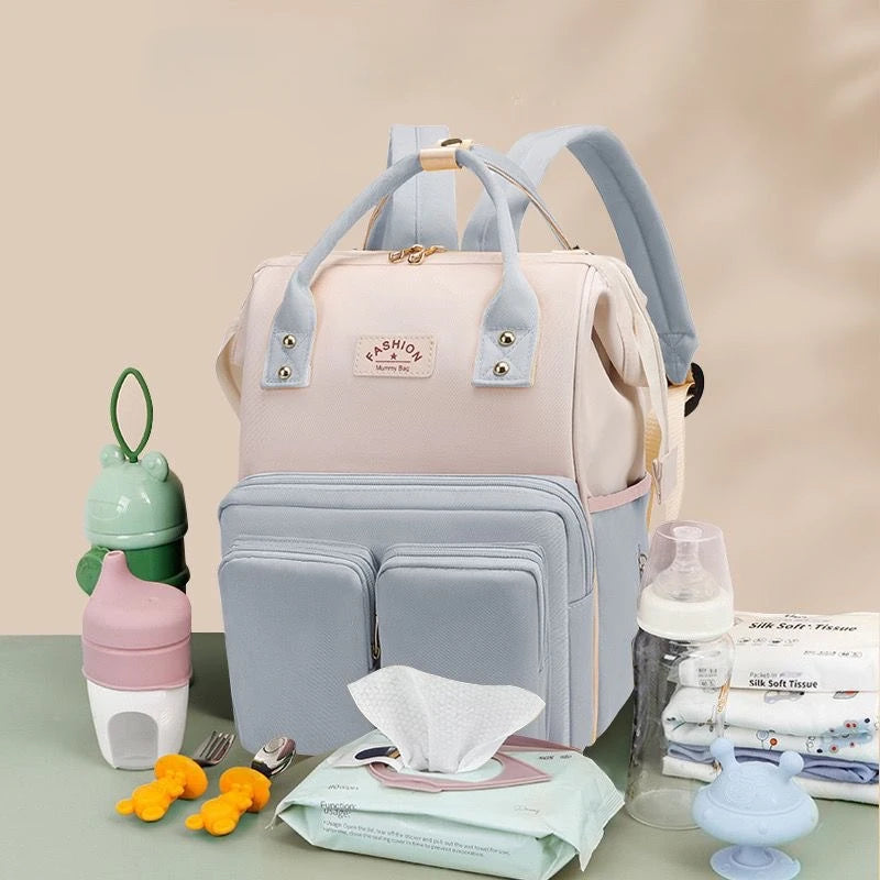 Multifunctional diaper backpack.