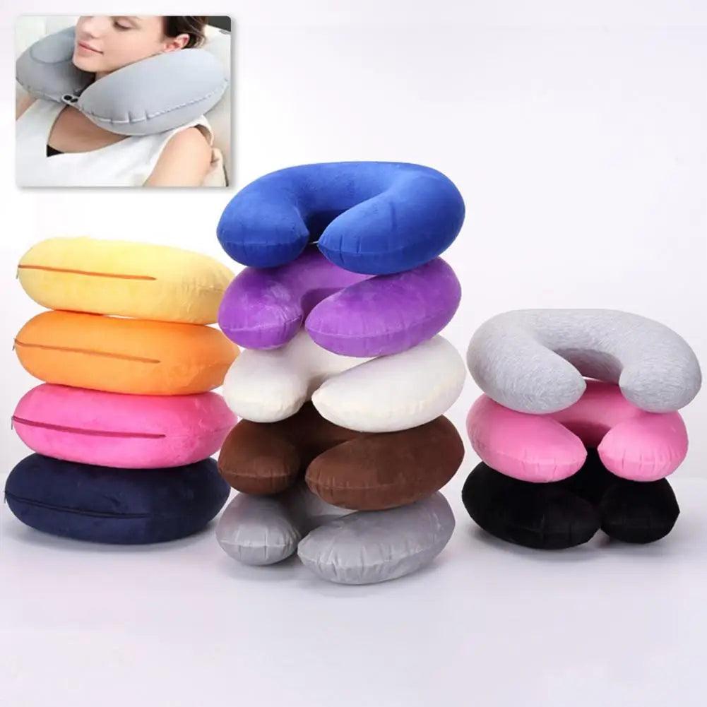 U-shaped Neck Pillow Inflatable Memory Foam Fatigue Relief Travel Pillow Flight Headrest Sleep U-shaped Cushion for Plane