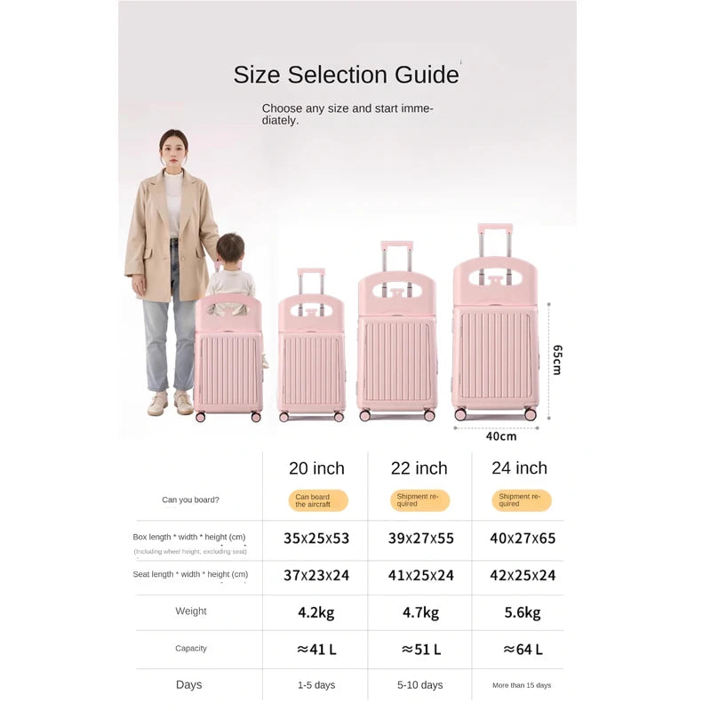New Suitcase with Child Seat Boarding Trolley 2025