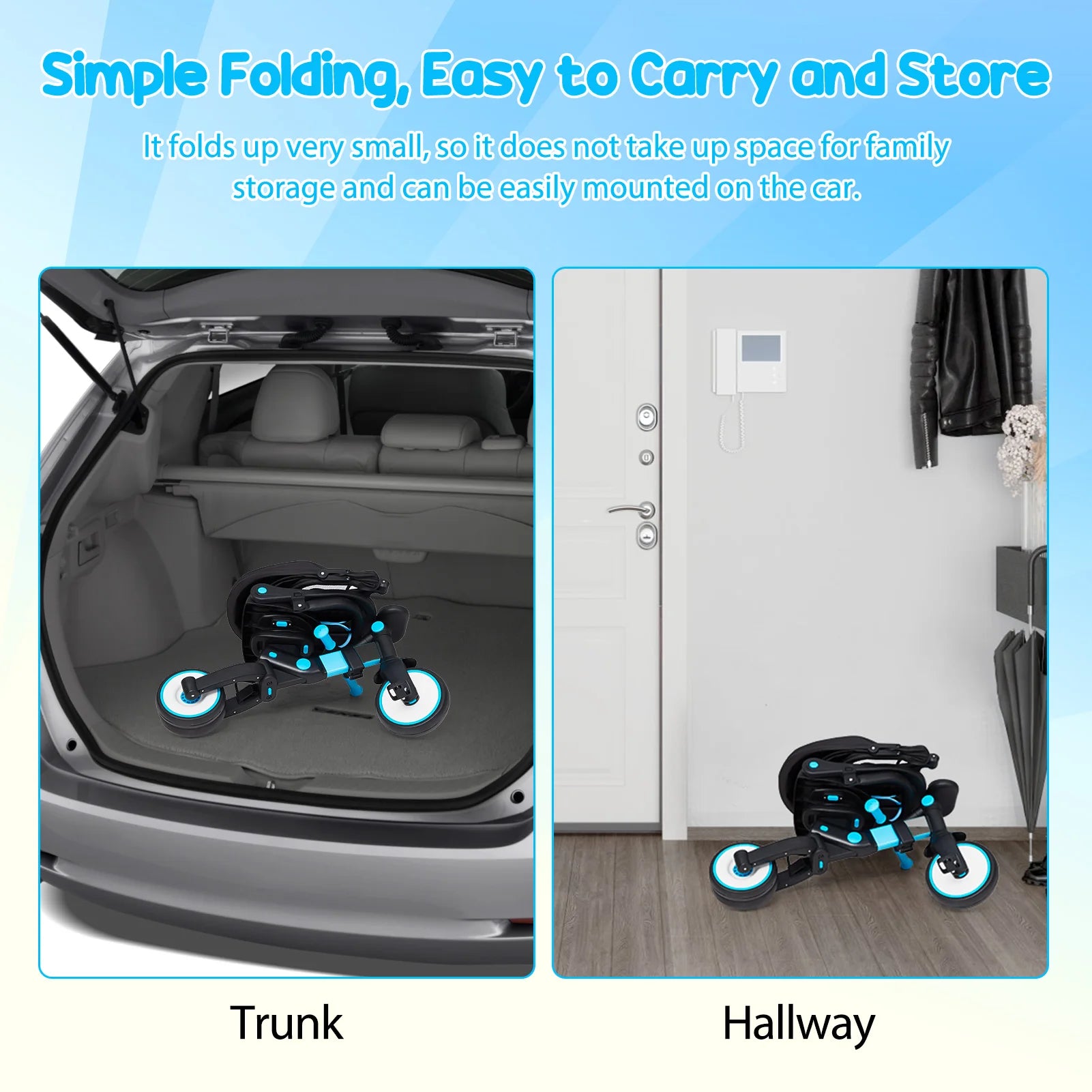 7 in 1 Adjustable Kids Folding Tricycle