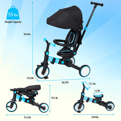 7 in 1 Adjustable Kids Folding Tricycle