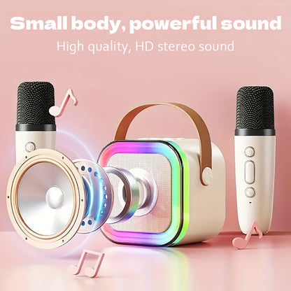 Portable Mini Karaoke Machine with 2 Wireless Microphones