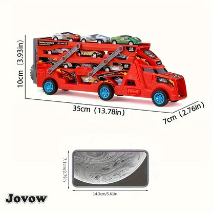 JOVOW Kids Fire Truck Set with 8 Mini Cars