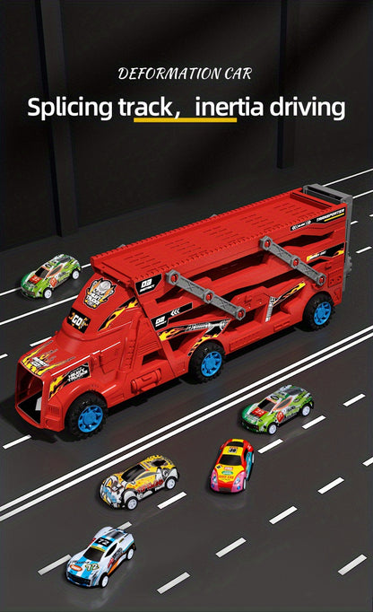 JOVOW Kids Fire Truck Set with 8 Mini Cars