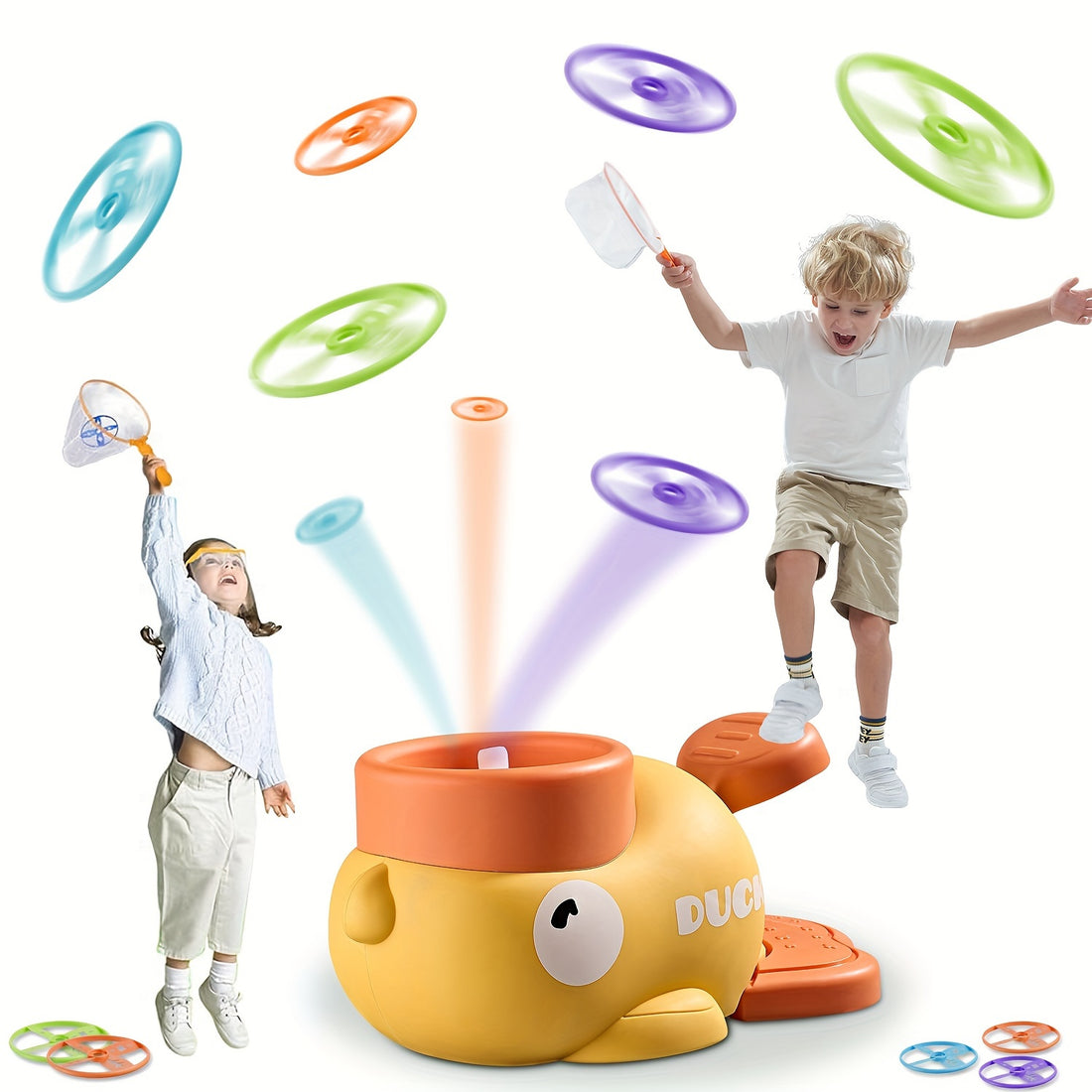 Yellow Duck Disc Thrower, Flying Disc Chase Games