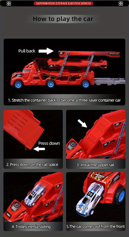 JOVOW Kids Fire Truck Set with 8 Mini Cars